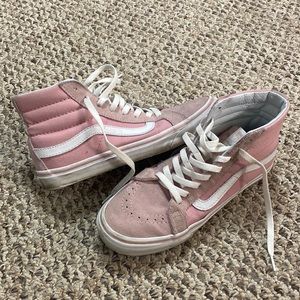 Pink Suede/Canvas Sk8 High Vans - Size 7 WMNS, 5.5 MENS